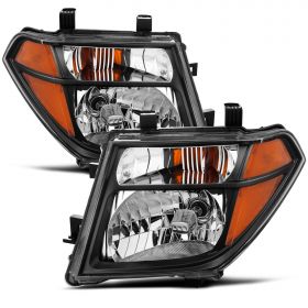 AmeriLite Black Replacement Headlight Set For 05-08 Frontier / 05-07 Pathfinder - Driver and Passenger