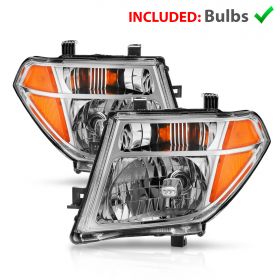 AmeriLite Chrome Replacement Headlight Set For 05-08 Frontier / 05-07 Pathfinder - Driver and Passenger