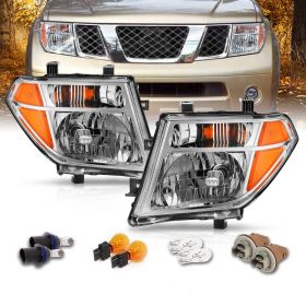 AmeriLite Chrome Replacement Headlight Set For 05-08 Frontier / 05-07 Pathfinder - Driver and Passenger