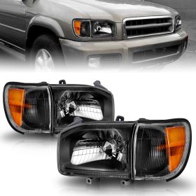 AmeriLite Black Replacement Headlights Corner Sets For Pathfinder - Passenger and Driver Side