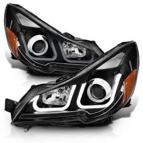 AmeriLite 2010-2014 Dual LED Bar Projector Black Headlights For Legacy Outback - Passenger and Driver Side