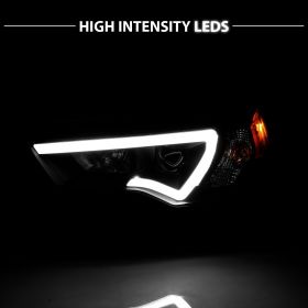 AmeriLite for 2014-2023 Toyota 4-Runner LED Tube Square Projector Black Replacement Headlights Set - Passenger and Driver Side