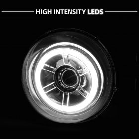 AmeriLite 2007-2014 LED Halo Projector Chrome Headlight Pair For Toyota FJ Cruiser 1GR-FE