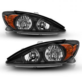 AmeriLite OE-Style Black Replacement Headlights For 2002-2004 Toyota Camry - Passenger and Driver Side
