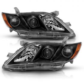 AmeriLite for 2007-2009 Toyota Camry Factory Style JDM Black Projector Replacement Headlight Assembly Pair High/Low Beam Bulb Included - Passenger and Driver Side