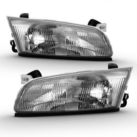 AmeriLite for 1997-1999 Toyota Camry Chrome Replacement Headlights without Corner Light Pair - Passenger and Driver Side