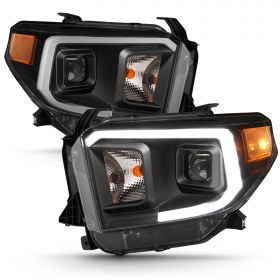 AmeriLite Black Intense LED DRL Bar Projector Replacement Headlights Set For 2014-2019 Toyota Tundra SR SR5 Limited TRD