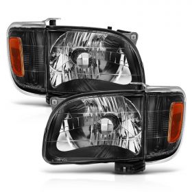 AmeriLite Black Replacement Headlights Assembly Corner Lamp Set For 2001-2004 Toyata Tacoma - Passenger and Driver Side