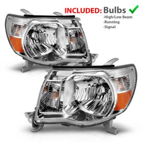 AmeriLite OE Style Chrome Replacement Headlights Pair for 05-11 Toyota Tacoma Pickup - Passenger and Driver Side
