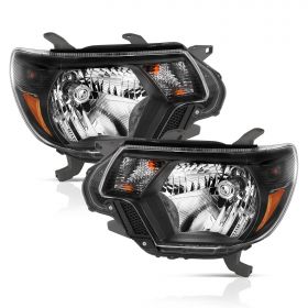 AmeriLite Black Headlights For Toyota 2012-2015 Tacoma (Pair) Replacement Assembly High/Low Beam Bulb Included