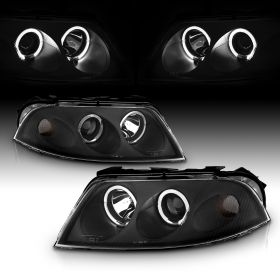 AmeriLite G2 Projector Headlights Halo Black For Volkswagen Passat - Passenger and Driver Side