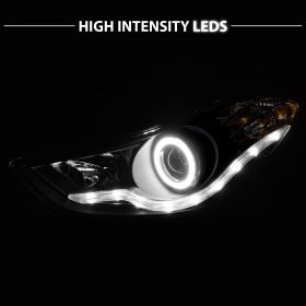 AmeriLite Projector Headlights Black Amber(CCFL Halo) for Hyundai Elantra - Passenger and Driver Side