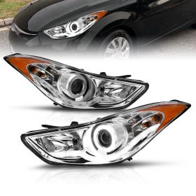 AmeriLite Projector Headlights Chrome Amber(CCFL Halo) for Hyundai Elantra - Passenger and Driver Side