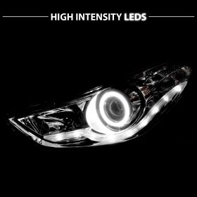 AmeriLite Projector Headlights Chrome Amber(CCFL Halo) for Hyundai Elantra - Passenger and Driver Side
