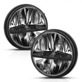 AmeriLite 2 x 7"Inch Round OSRAM LED Silver Headlights Pair Universal for Wrangler Jimmy Hummer - Passenger and Driver Side