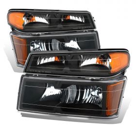 2004-12 Black Smoke Headlights + Parking Signal Pair For Chevy Colorado / Canyon