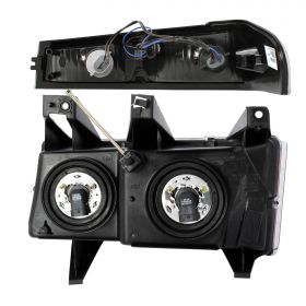 2004-12 Black Smoke Headlights + Parking Signal Pair For Chevy Colorado / Canyon