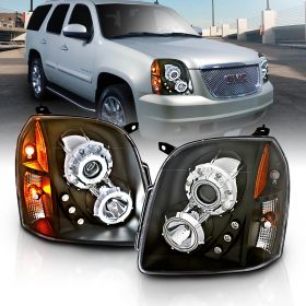 GMC YUKON/YUKON XL/DENALI/XL DENAL 07-10 PRO H.L HALO BLACK AMBER(CCFL)(FAKE LED)