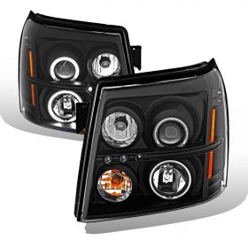 [Dual CCFL Halo] 2003-2006 Cadillac Escalade HID Mod Projector Black Headlights