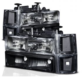 CHEVY FULLSIZE 88-98 CRYSTAL H.L BLACK W/ SIGNAL & SIDE MARKER LIGHTS
