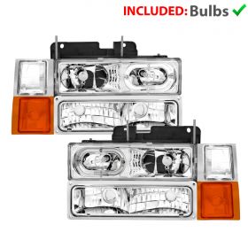 CHEVY FULLSIZE 88-98 CRYSTAL H.L HALO CLEAR W/ SIGNAL & SIDE MARKER LIGHTS