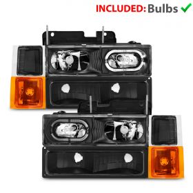 CHEVY FULLSIZE 88-98 CRYSTAL H.L HALO BLACK  W/ SIGNAL & SIDE MARKER LIGHTS