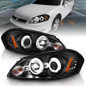 CHEVY IMPALA/ MONTE CARLO 06-08 PROJECTOR H.L HALO BLACK CLEAR AMBER(CCFL)