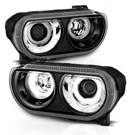 DODGE CHALLENGER 08-14 PROJECTOR H.L DUAL HALO BLACK CLEAR (HID COMPATIBLE& CCFL)
