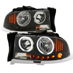 DODGE DAKOTA / DURANNGO 97-04 / 98-03 1 PC L H.L HALO BLACK WITH AMBER (CCFL)