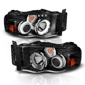 DODGE RAM 02-05 PROJECTOR H.L G2 W/O CCFL BAR HALO BLACK CLEAR AMBER (CCFL)