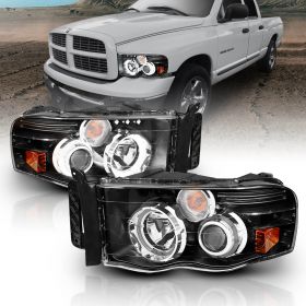 DODGE RAM 02-05 PROJECTOR H.L G2 W/O CCFL BAR HALO BLACK CLEAR AMBER