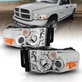 DODGE RAM 02-05 PROJECTOR H.L G2 W/O CCFL BAR HALO CHROME CLEAR AMBER
