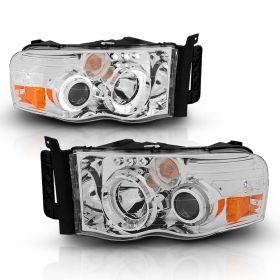 DODGE RAM 02-05 PROJECTOR H.L G2 W/O CCFL BAR HALO CHROME CLEAR AMBER