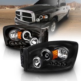 DODGE RAM 06-09 PROJECTOR H.L HALO BLACK CLEAR AMBER(CCFL)