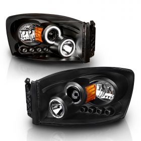 DODGE RAM 06-09 PROJECTOR H.L HALO BLACK CLEAR AMBER(CCFL)