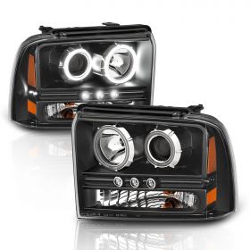 FORD SUPER DUTY 05-07 L.E.D PROJECTOR H.L BLACK CLEAR 1 PCS AMBER(CCFL)