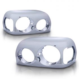 1996-2009 Freightliner Century Class Chrome Left+Right Side Headlights Bezels