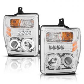 FORD F-250/SUPER DUTY 08-10 PROJECTOR H.L HALO W/O CCFL BAR CHROME CLEAR AMBER(CCFL)