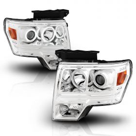 FORD F-150 09-13 PROJECTOR H.L HALO L.E.D CHROME AMBER (CCFL)