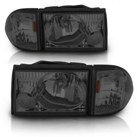 FORD MUSTANG 87-93 CRYSTAL H.L SMOKE LENS SET W/ CORNER & PARKING