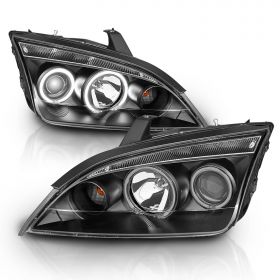 FORD FOCUS ZX4 05-07 PROJECTOR H.L 4DR HALO BLACK CLEAR(CCFL)