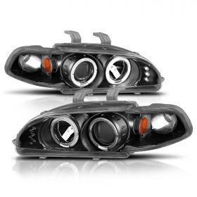 HONDA CIVIC 92-95 2/3 DR 1 PC PROJECTOR H.L HALO BLACK CLEAR AMBER  WITH LED