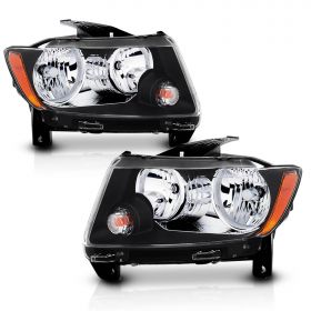 JEEP GRAND CHEROKEE 11-13 BLACK CRYSTAL HEADLIGHT (HALOGEN)