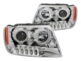 JEEP GRAND CHEROKEE 99-04 PROJECTOR H.L HALO CHROME CLEAR AMBER