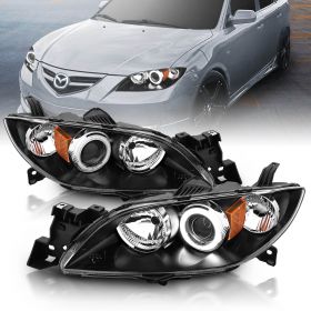 MAZDA 3 04-07 4DR PROJECTOR H.L HALO BLACK CLEAR AMBER(CCFL)