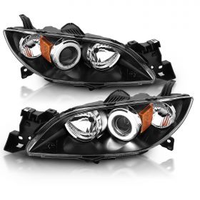 MAZDA 3 04-07 4DR PROJECTOR H.L HALO BLACK CLEAR AMBER(CCFL)