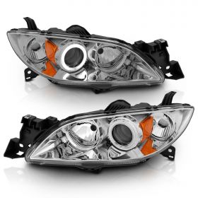 MAZDA 3 04-07 4DR PROJECTOR H.L HALO CHROME CLEAR AMBER(CCFL)