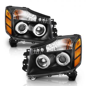 NISSAN ARMADA/TITAN 04-07 PROJECTOR H.L HALO BLACK CLEAR AMBER(CCFL)