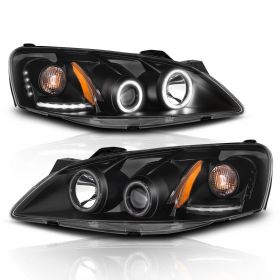 PONTIAC G6 05-10 PROJECTOR HL HALO BLACK CLEAR AMBER(CCFL)