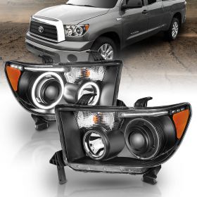 TOYOTA TUNDRA 07-13, SEQUOIA 08-18 PROJECTOR H.L HALO W/ LED BAR BLACK CLEAR AMBER(CCFL)
